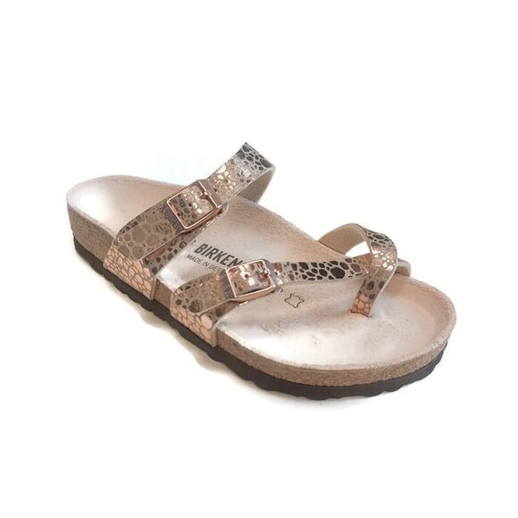 Birkenstock Mayari Womens Sz 6 Birko-Flor Sandals Metallic Stones Copper Regular - Picture 1 of 9